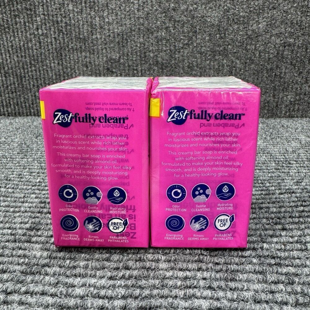 2 Packs -4 Bars ZEST Moisturizing Lush Orchid & Almond Oil Bar Soap 4.12oz Each - Picture 2 of 4